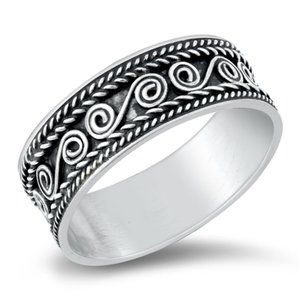 Sterling Silver Bali Ring 7 mm 925 Fashion Band
